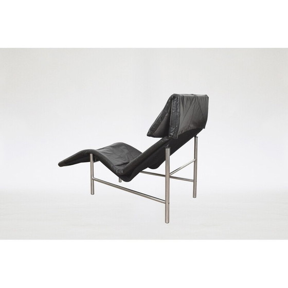 Image 1 of Vintage Skye-loungestoel in zwart leer van Tord Björklund voor Ikea, jaren 1980