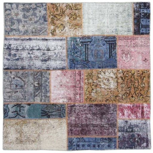 Perzisch tapijt patchwork 130X130 Nr. 2520