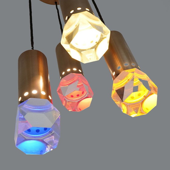 Image 1 of Vintage plexiglazen kroonluchter met 4 hangers van Gaetano Missaglia voor Missaglia, Italië 1960