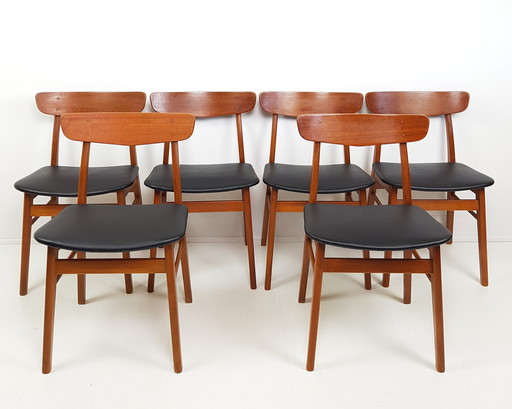 6 Deense farstrup eettafel stoelen zwart skai 