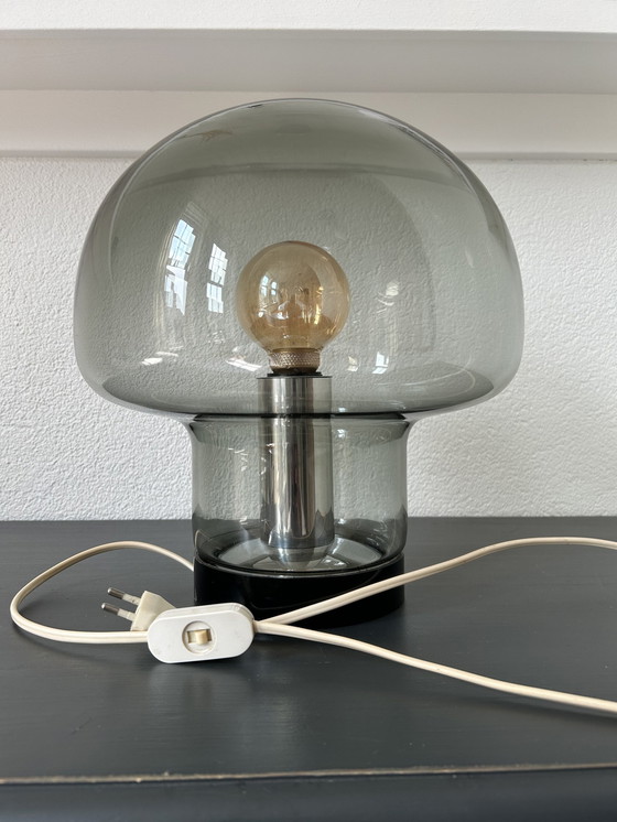 Image 1 of Peill & Putzler Rookglas Paddestoel Lamp 60'S