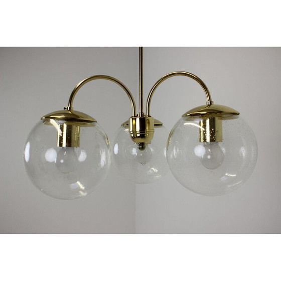 Image 1 of Vintage messing en glazen kroonluchter van Kamenický Šenov voor Preciosa, Tsjecho-Slowakije 1970