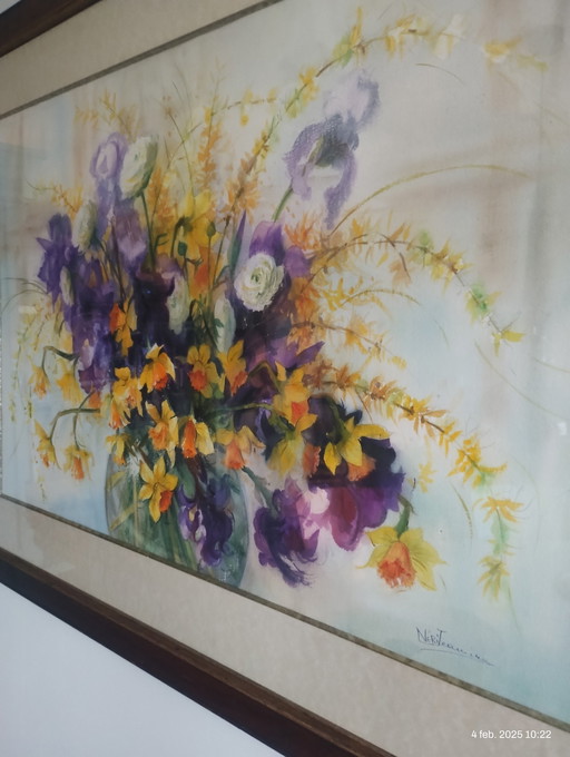 1X Aquarel Bloemen