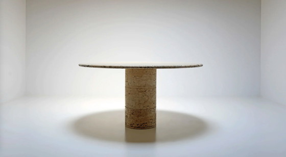 Image 1 of Round travertine dining table