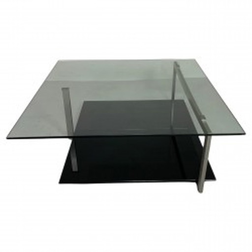 Glazen salontafel, 110 x 110 cm, Rolf Benz en Metaform Style - jaren 1990