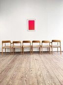 Mid Century Deense Model 56 en 75 stoelen in eikenhout van Niels O. Møller voor JL Møllers Meubelfabriek, jaren 1950, set van 6