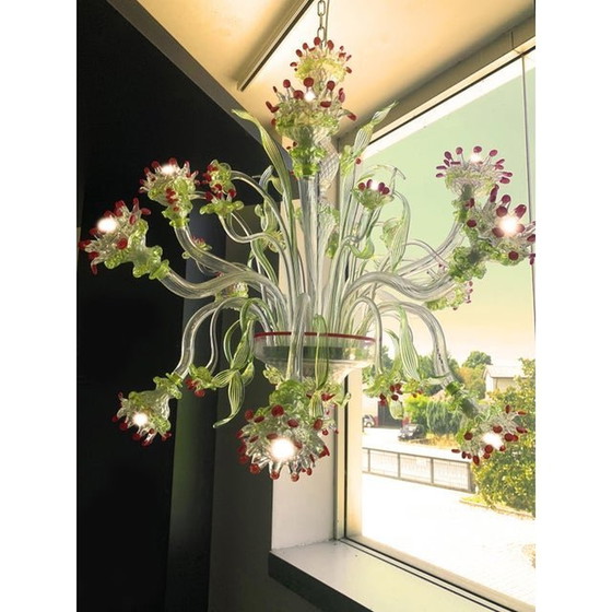 Image 1 of Venetiaanse bloemenkroonluchter van Murano glas