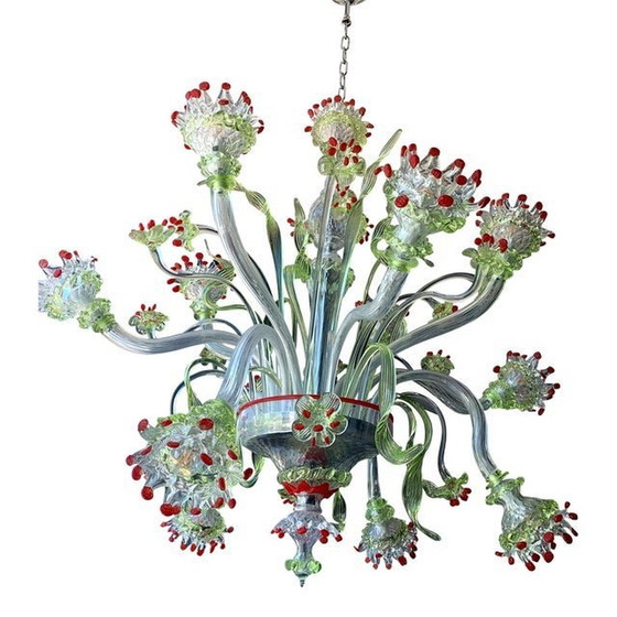 Image 1 of Venetiaanse bloemenkroonluchter van Murano glas