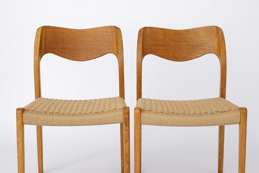 Paar Niels Moller stoelen, model 71 Eik, 1950 Vintage Deens