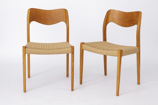 Paar Niels Moller stoelen, model 71 Eik, 1950 Vintage Deens