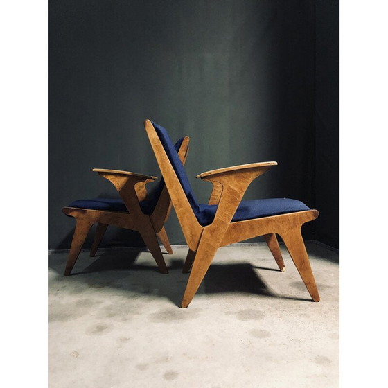 Image 1 of Paar vintage 'Sliedrecht' fauteuils in multiplex en laminaat van Wim Van Gelderen voor Spectrum, 1950