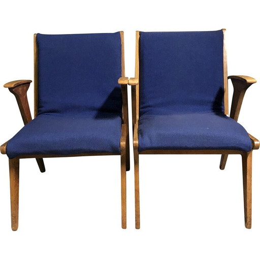Paar vintage 'Sliedrecht' fauteuils in multiplex en laminaat van Wim Van Gelderen voor Spectrum, 1950