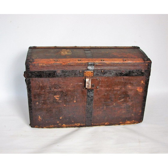 Image 1 of Vintage houten en metalen kist, 1900