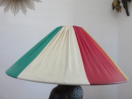 Image 1 of Matzwarte keramische "Afrikaanse vrouw" lamp jaren 50-60