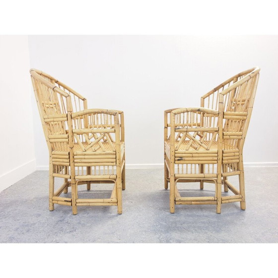 Image 1 of Set van 4 vintage Chippendale Brighton Pavilion rotan stoelen