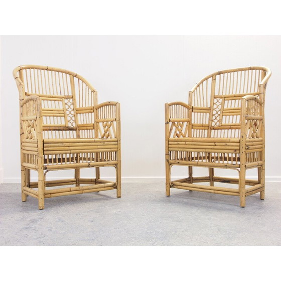 Image 1 of Set van 4 vintage Chippendale Brighton Pavilion rotan stoelen