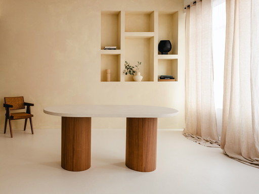 Eettafel Half Ovaal Beton Cire Studio Nena Design