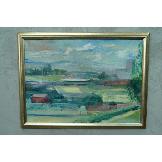Image 1 of Vintage impressionistisch landschap in olieverf op doek door Carl-Erik Billström Zweden 1970