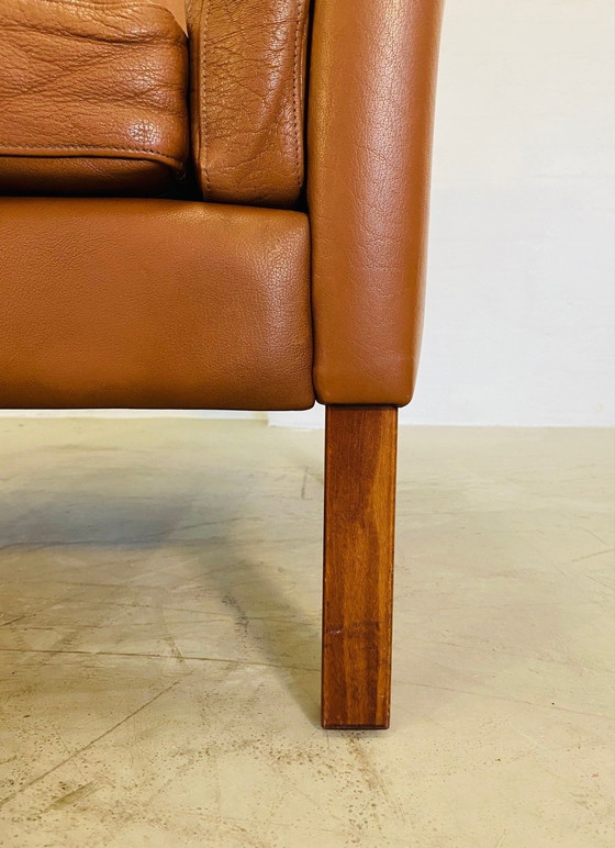 Image 1 of Mid Century Vintage Scandinavische Leren Loungestoel In Cognac Leer