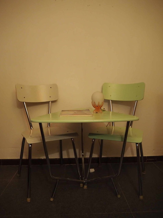 Image 1 of  Vintage Set Design Tafeltje En Stoelen, Wim Rietveld, 1960S