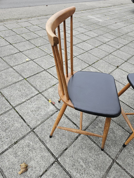 Image 1 of 2x Teakhouten Scandinavische Eetkamerstoelen - Jaren '60