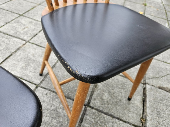 Image 1 of 2x Teakhouten Scandinavische Eetkamerstoelen - Jaren '60