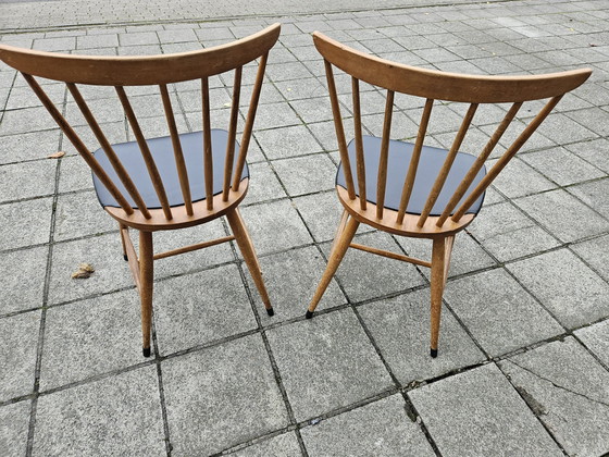 Image 1 of 2x Teakhouten Scandinavische Eetkamerstoelen - Jaren '60