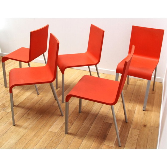 Image 1 of Vintage ".03" stoelen in rood plastic en metaal van Martin Van Severen voor Vitra