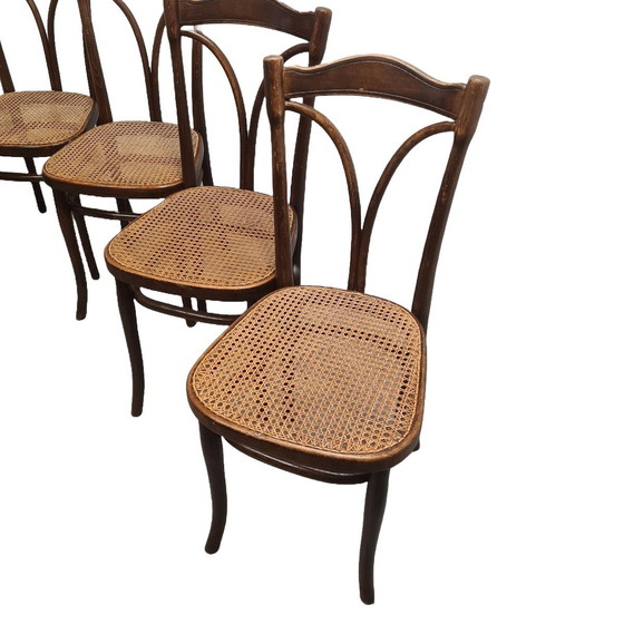 Image 1 of Thonet Eetkamerstoelen Met Webbing, Uit 1906