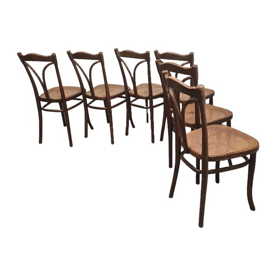 Image 1 of Thonet Eetkamerstoelen Met Webbing, Uit 1906