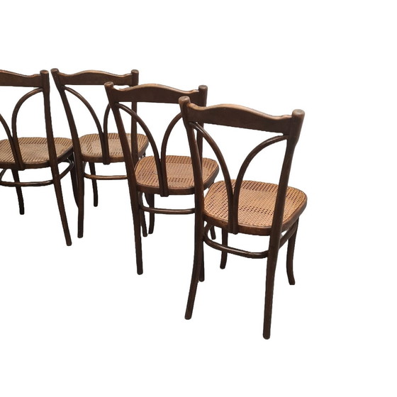 Image 1 of Thonet Eetkamerstoelen Met Webbing, Uit 1906