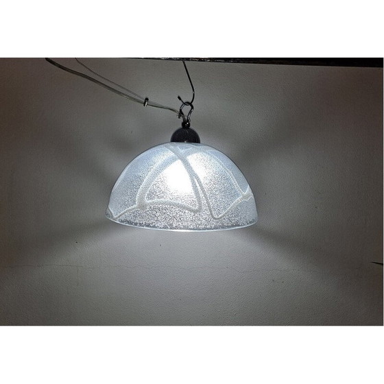 Image 1 of Vintage Murano wit glazen hanglamp, 1970