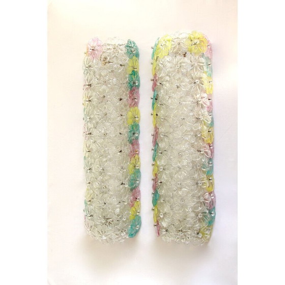 Image 1 of Vintage lamp in wit gelakt metaal Barchetta Murano Roses, Italië 1950