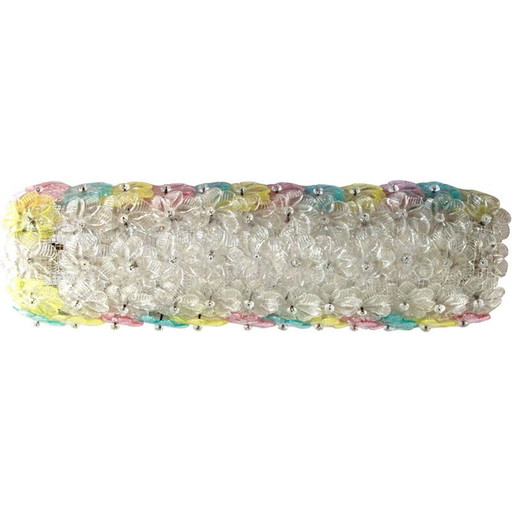 Vintage lamp in wit gelakt metaal Barchetta Murano Roses, Italië 1950