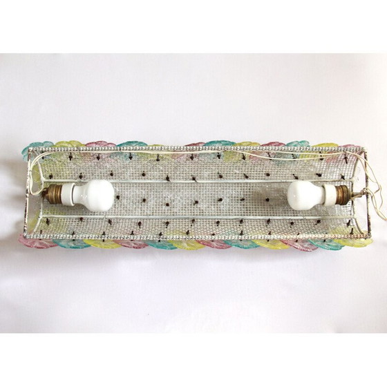 Image 1 of Vintage lamp in wit gelakt metaal Barchetta Murano Roses, Italië 1950