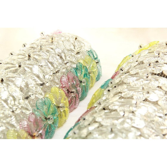 Image 1 of Vintage lamp in wit gelakt metaal Barchetta Murano Roses, Italië 1950