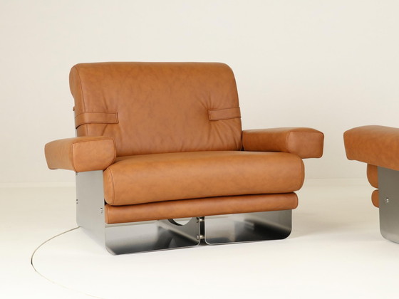 Image 1 of Loungestoelen door Xavier Féal voor Inox Industrie Frankrijk, 1970S