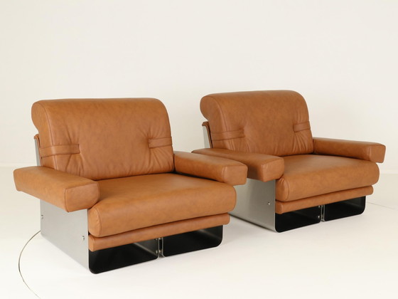 Image 1 of Loungestoelen door Xavier Féal voor Inox Industrie Frankrijk, 1970S