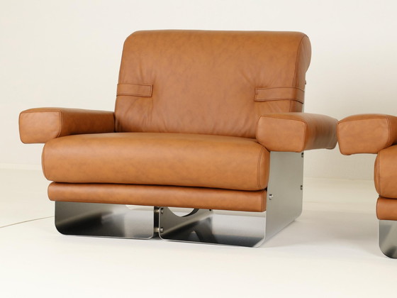 Image 1 of Loungestoelen door Xavier Féal voor Inox Industrie Frankrijk, 1970S