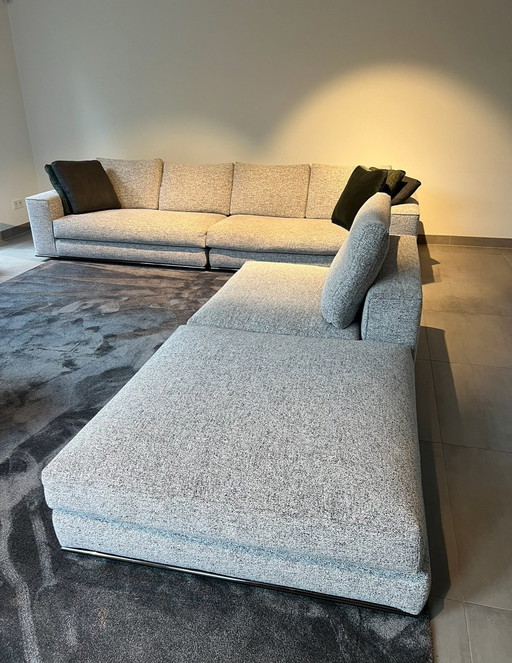 Minotti Hamilton Modulaire Hoekbank In Stof Peper & Zout 