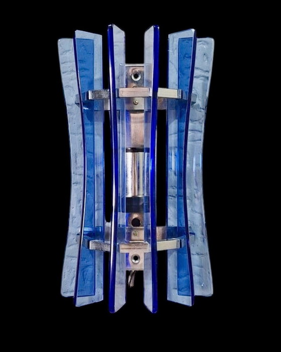 Image 1 of Veca Glazen Wandlamp Blauw , 1970S