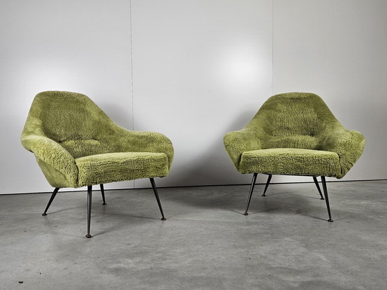 Image 1 of Vintage Set Franse Fauteuil Lime Groen