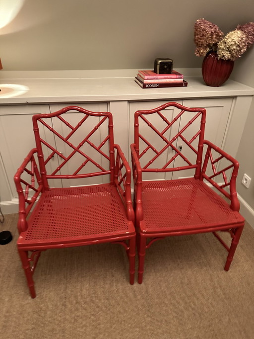 2x faux bamboo armchairs