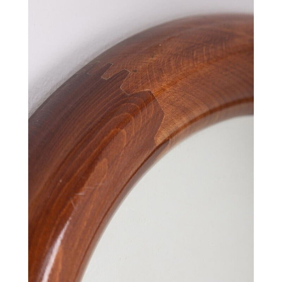 Image 1 of Vintage ronde wandspiegel met houten lijst, jaren 1960