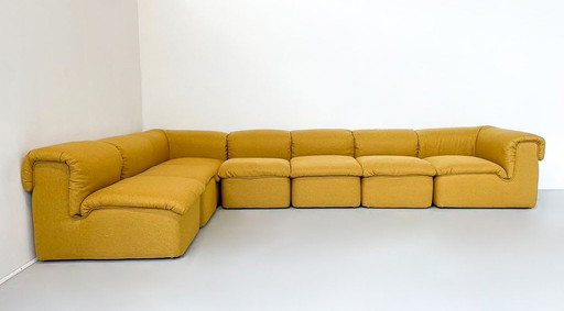 Mid Century Moderne Italiaanse Sofa, Hout en Witte Boucle Stof, 1970S