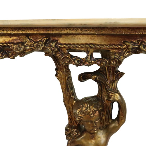 Image 1 of Vergulde Console Met Cherubijn