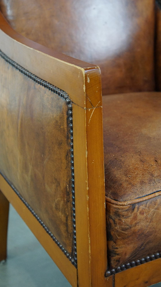 Image 1 of Schapenleren Art Deco Design Armchair