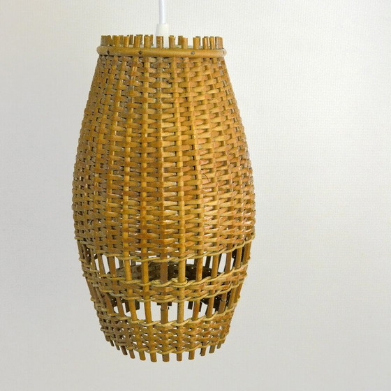 Image 1 of Vintage rieten en kunststof hanglamp, Denemarken 1960