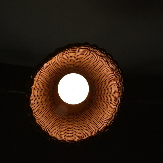 Image 1 of Vintage rieten en kunststof hanglamp, Denemarken 1960
