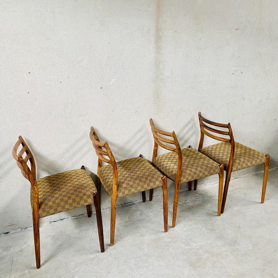 Image 1 of 4 x Niels O. Møller Palissander Eetkamerstoelen Model 78 from J.L. Møller Möbelfabrik, Denmark 1962